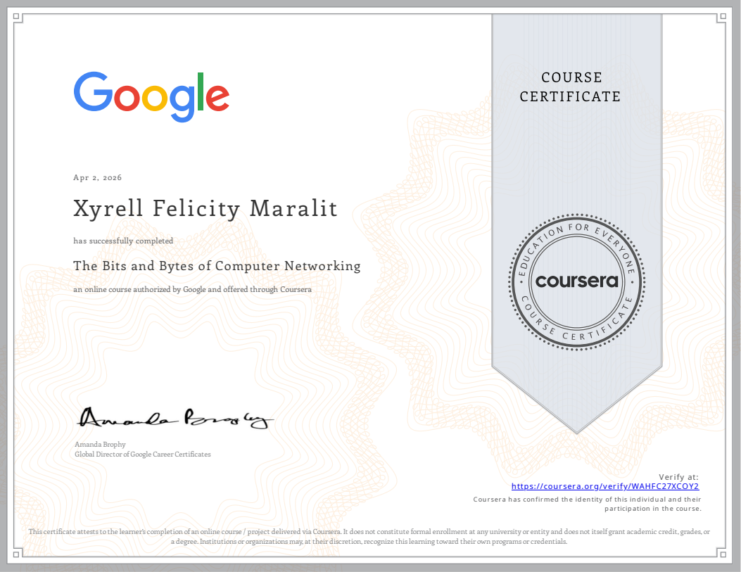 The Bits and Bytes of Computer Networking Certificate